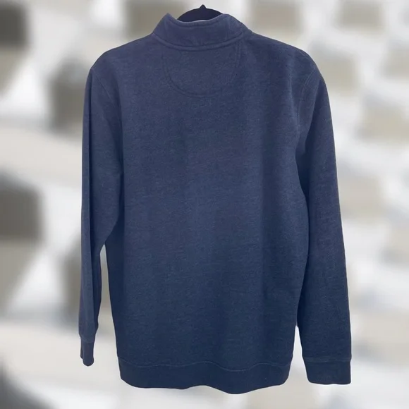 Croft & Barrow Men’s Medium Navy Blue Soft Fleece Zippered 1/4 Zip Sweatshirt - Picture 3 of 6